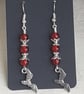 Vampire Bat Earrings - Silver tones and red beads. - Image 2