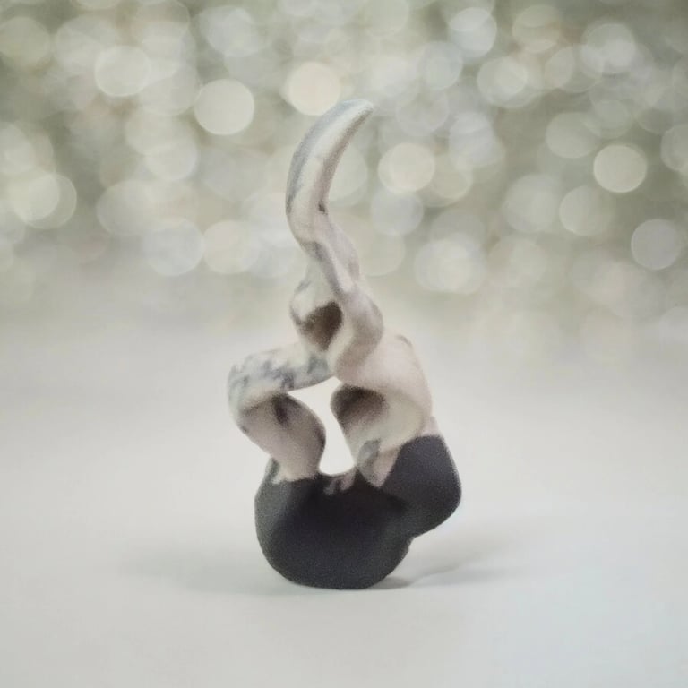 Abstract Flame Ornament - Jesmonite Ornament, Grey & White Marble.