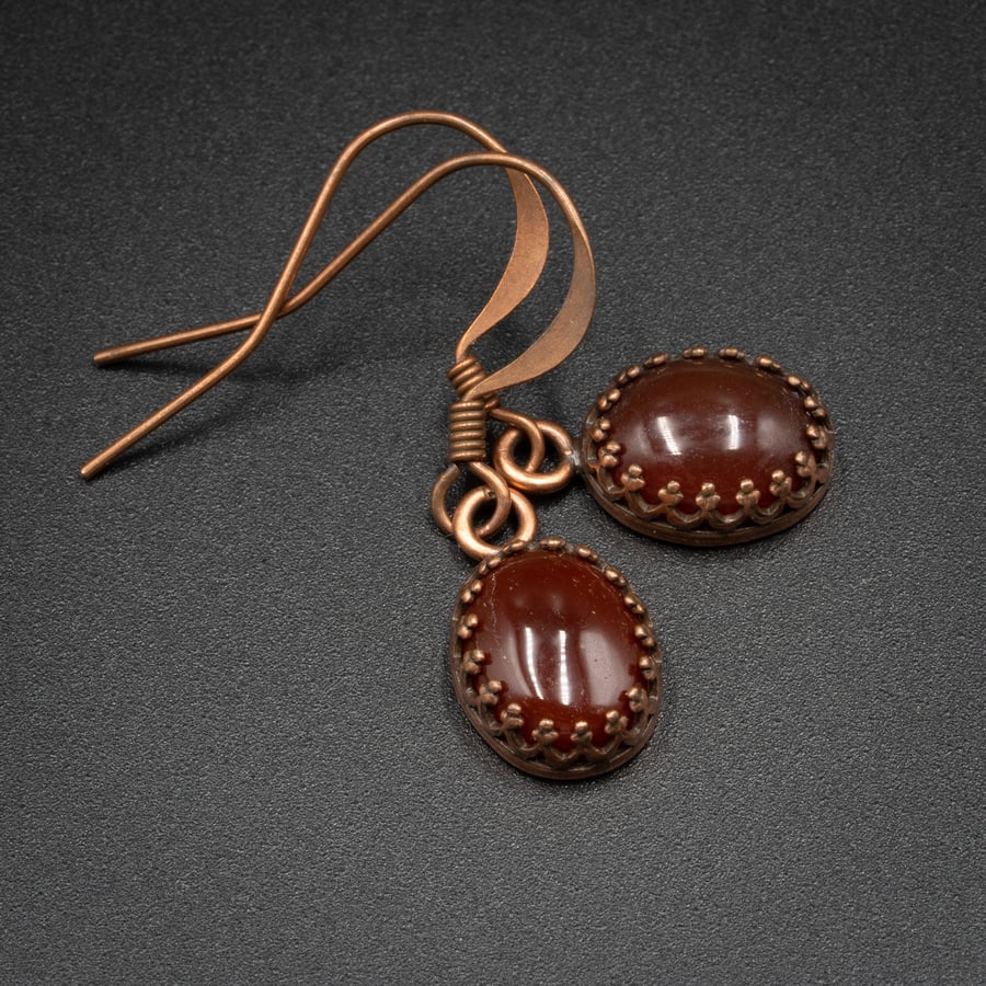  Carnelian and copper drop earrings, Leo, Virgo jewelry