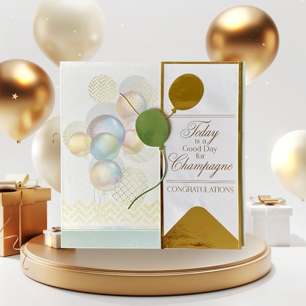 Blank Special Occasion Card. For Him or Her. Balloons. Congratulations.