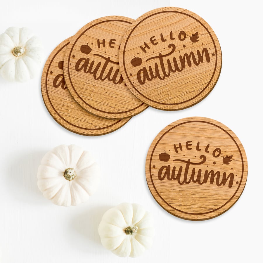Hello Autumn Coaster Set 02: Autumnal Coasters, Fall Home Decor