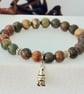 Woodland Wanderer- Picasso Jasper Sterling Silver Coffee Gnome Bracelet - Image 3