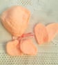 Baby's Knitted Bonnet Mittens and Booties Set for Baby, Baby Shower Gift