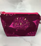 Hedgehog makeup bag, Pink zip bag, 2 size options, Handmade - Image 3
