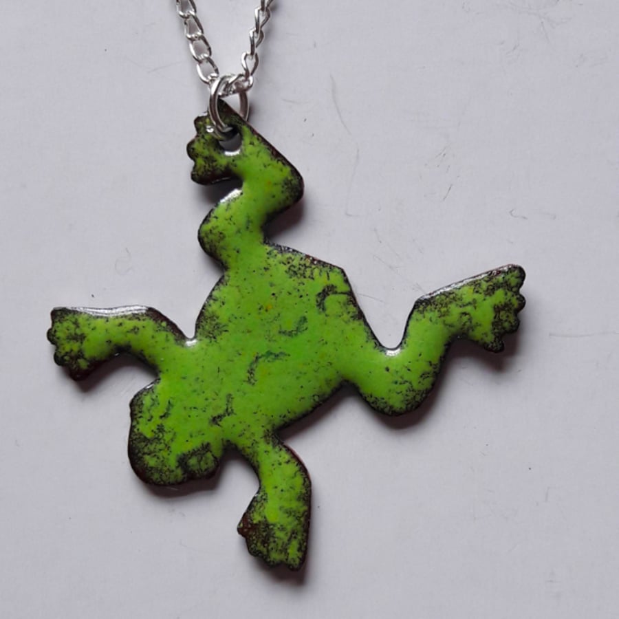 enamel pendant - green frog