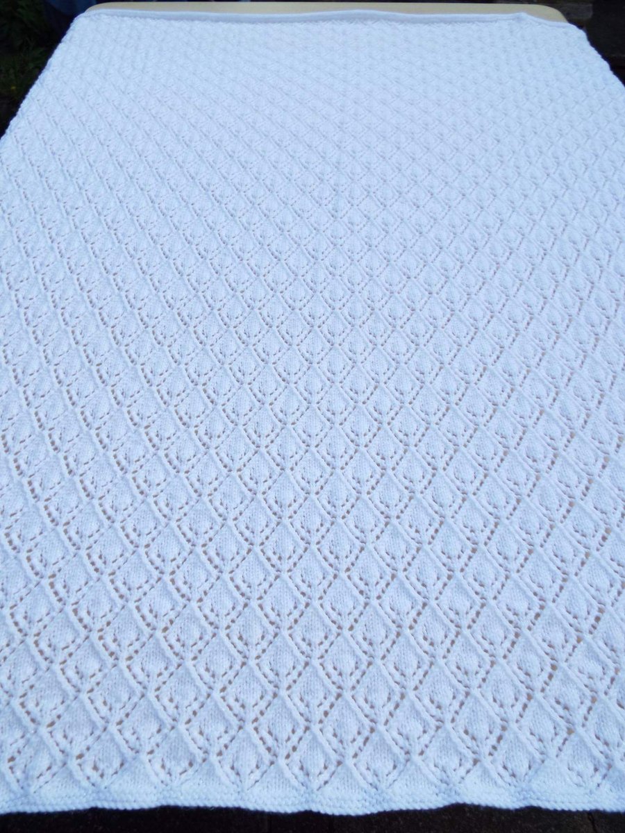Hand knitted heirloom baby shawl blanket afghan made to order