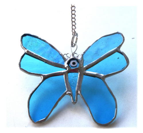 Butterfly Stained Glass Suncatcher Turquoise