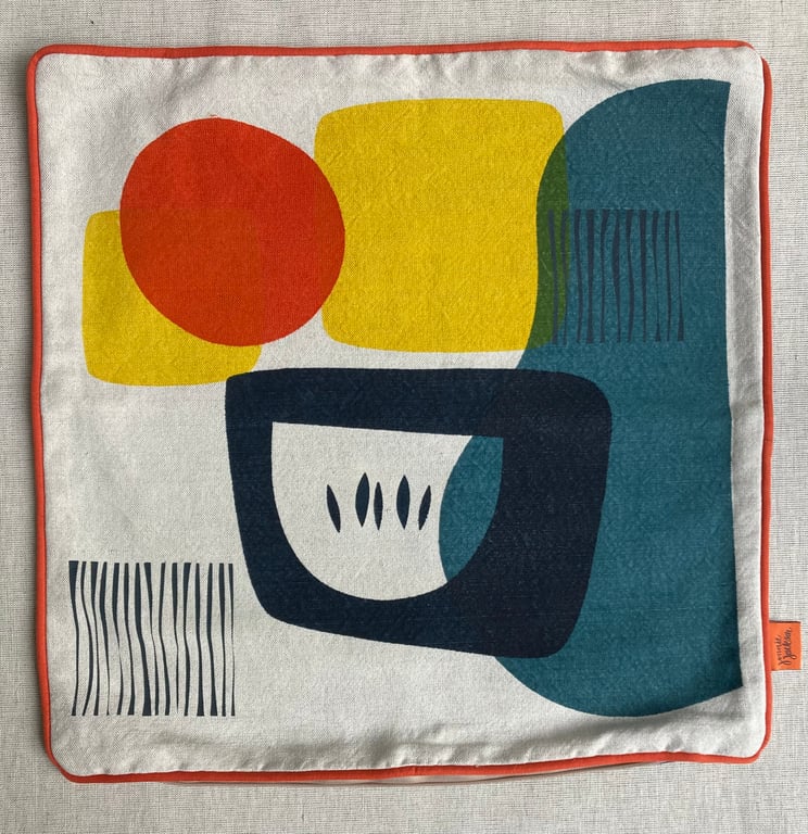 Perfectly Imperfect - COVER ONLY Hand printed Linen cushion -Troubadour Design 3