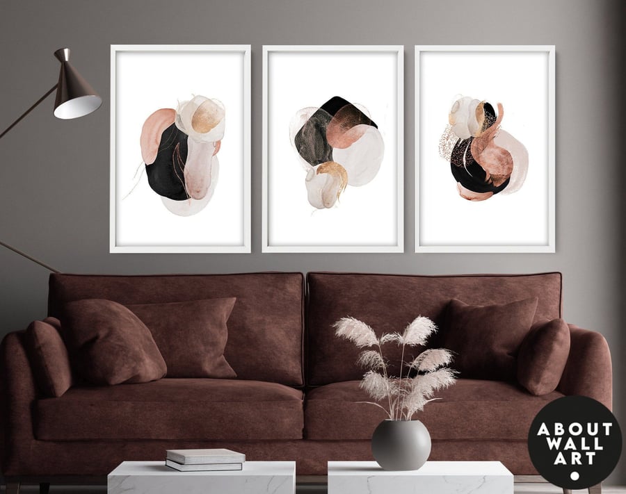 Living room art Prints set of 3, Office decor wall art, Home decor Abstract art,