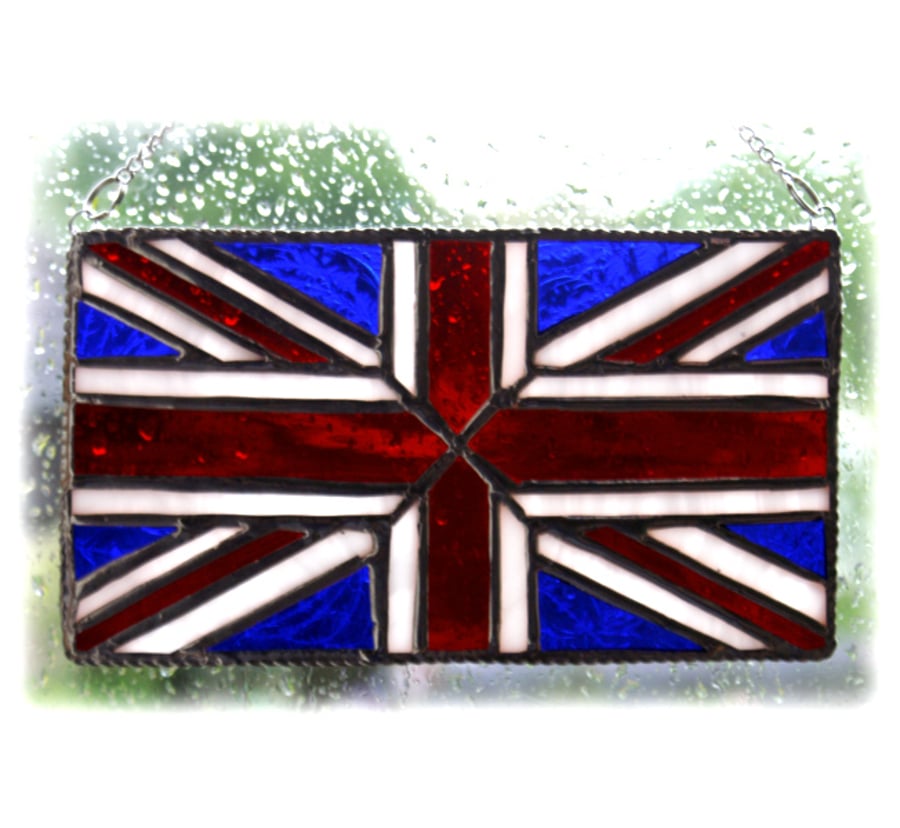 RESERVED Union Jack Stained Glass Suncatcher Handmade British Flag 