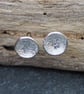Studs, Sterling Silver Round Disc Stud Earrings, Abstract Texture.  - Image 4