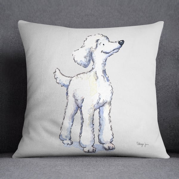 Poodle White Standing Cushion