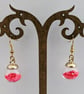 Glass Christmas bauble earrings - pink stars - Image 2
