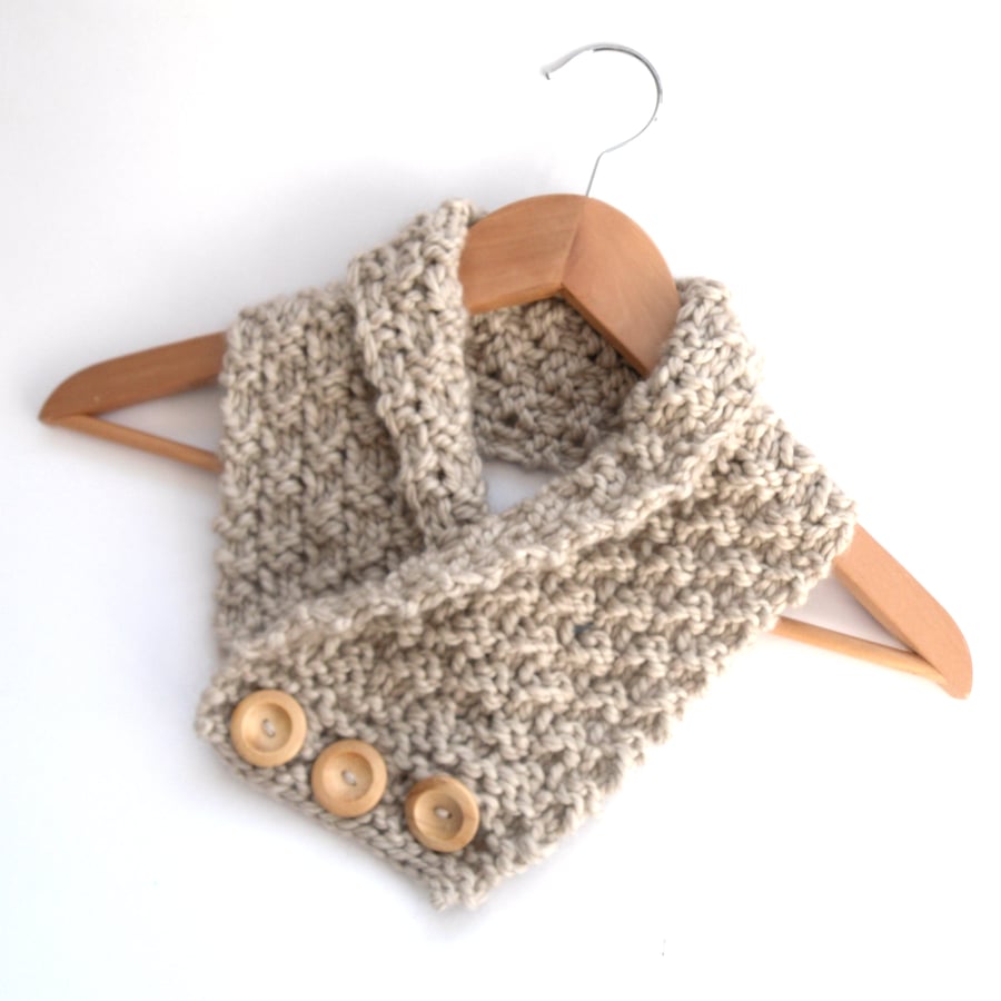 Chunky Taupe Cashmere Neck Warmer