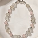 Herkimer Diamond and Rose Quartz Sterling silver Bracelet 