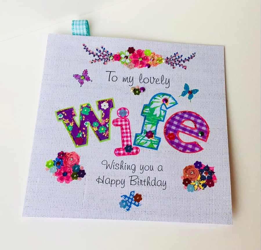 Birthday card,Wife Birthday Card,Can Be Personalised,Printed,Handfinished 