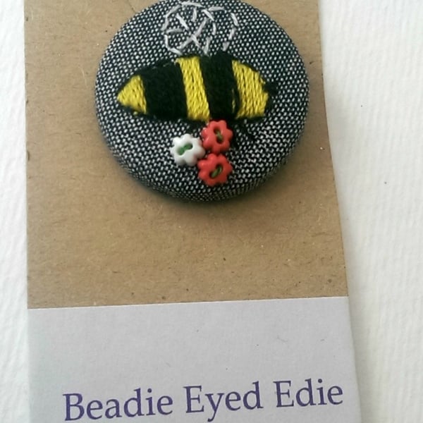 Hand Embroidered Bee Badge