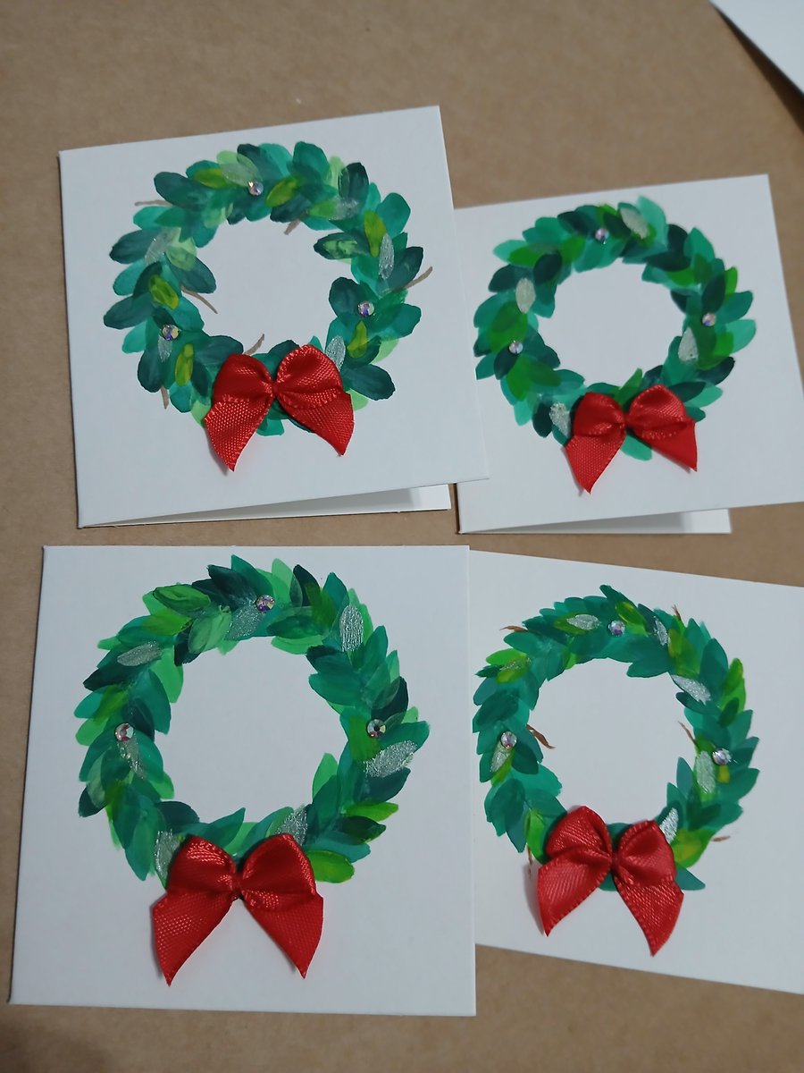 4 x Christmas Watercolour Cards 