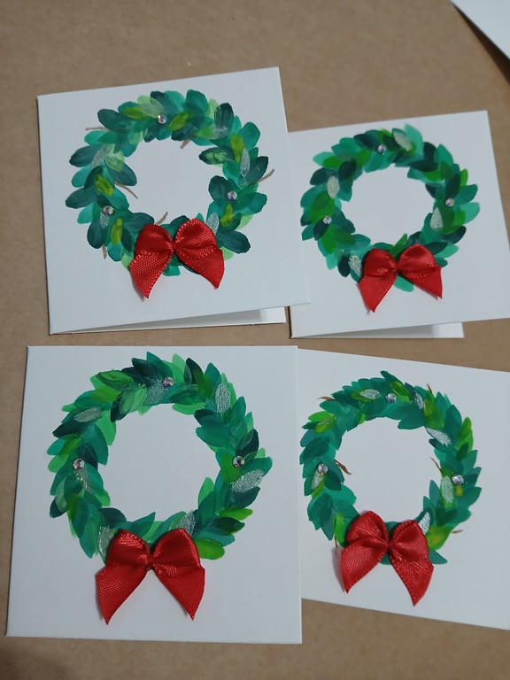 4 x Christmas Watercolour Cards 