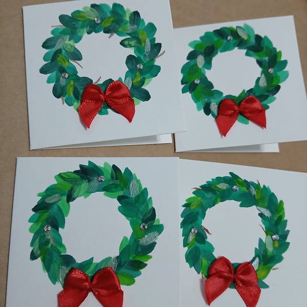 4 x Christmas Watercolour Cards 