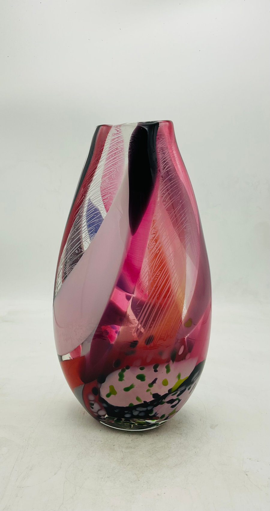 Large Ruby and Red Brushstroke Vase
