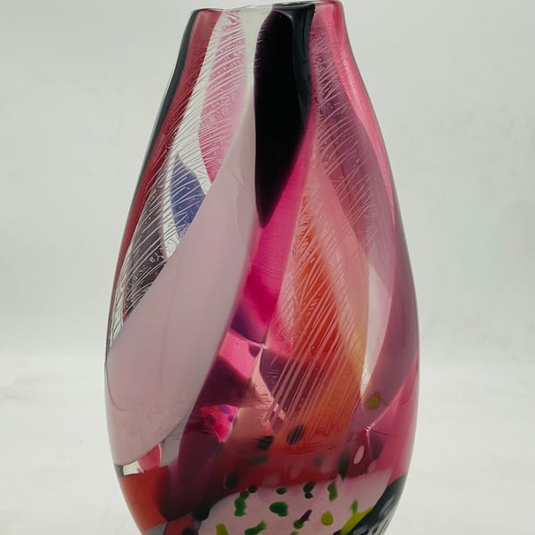 Large Ruby and Red Brushstroke Vase