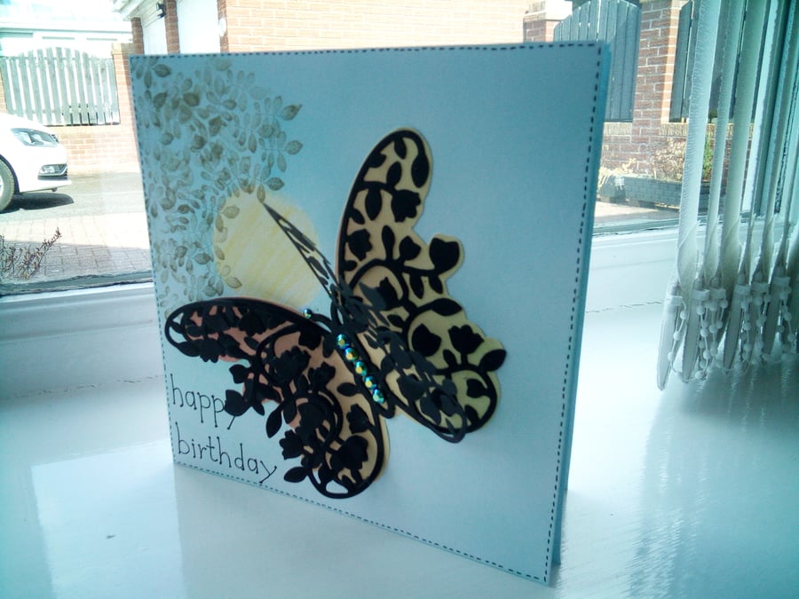 Large butterfly birthday card