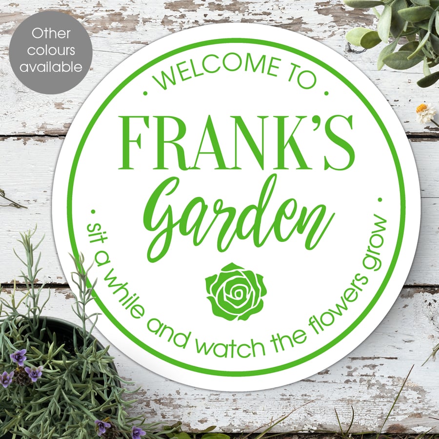 Personalised Garden Wall Sign, outdoor or indoor plaque, gift for gardener