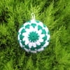 Crochet Christmas Bauble, Crochet, Green, white, Silver