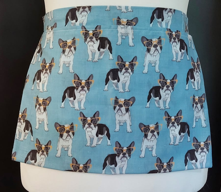 Fabric peg apron - peg pinny Handmade wearable peg bag French Bulldogs, Puppies,