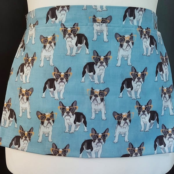 Fabric peg apron - peg pinny Handmade wearable peg bag French Bulldogs, Puppies,