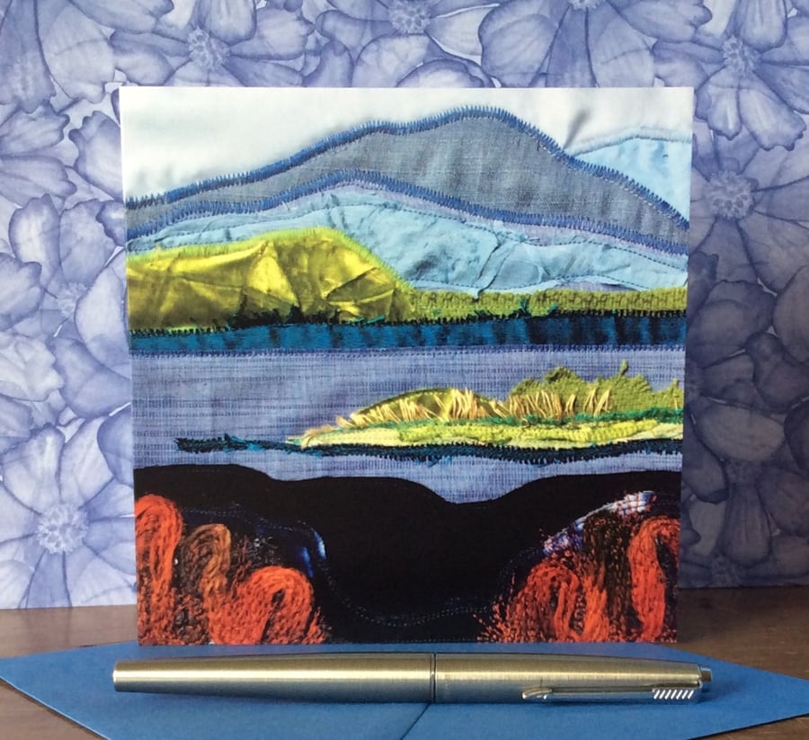 Embroidered Landscape blank card. 