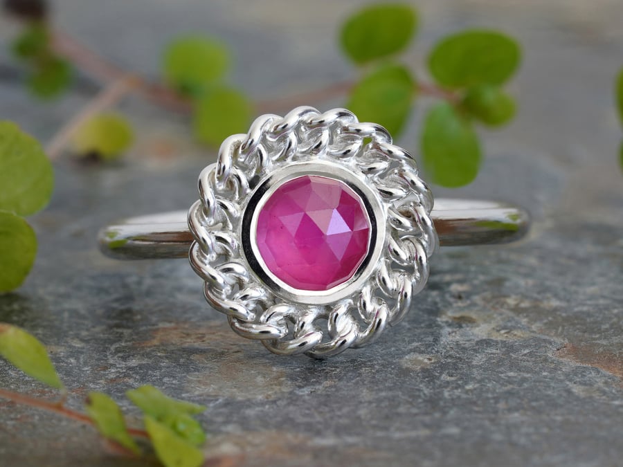 Pink Sapphire Ring in Sterling Silver, Seconds Sunday Sale