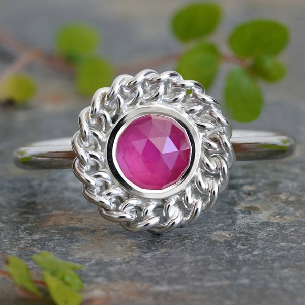 Pink Sapphire Ring in Sterling Silver, Seconds Sunday Sale