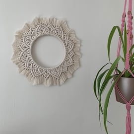 Mandala Sun Macrame Boho Wall Hanging, Mirror, Gift,