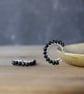 Black Gemstone Beaded Hoop Earrings in Sterling Silver  - Image 2