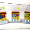 Cute coastal cottages - fused glass candle holder ornament 