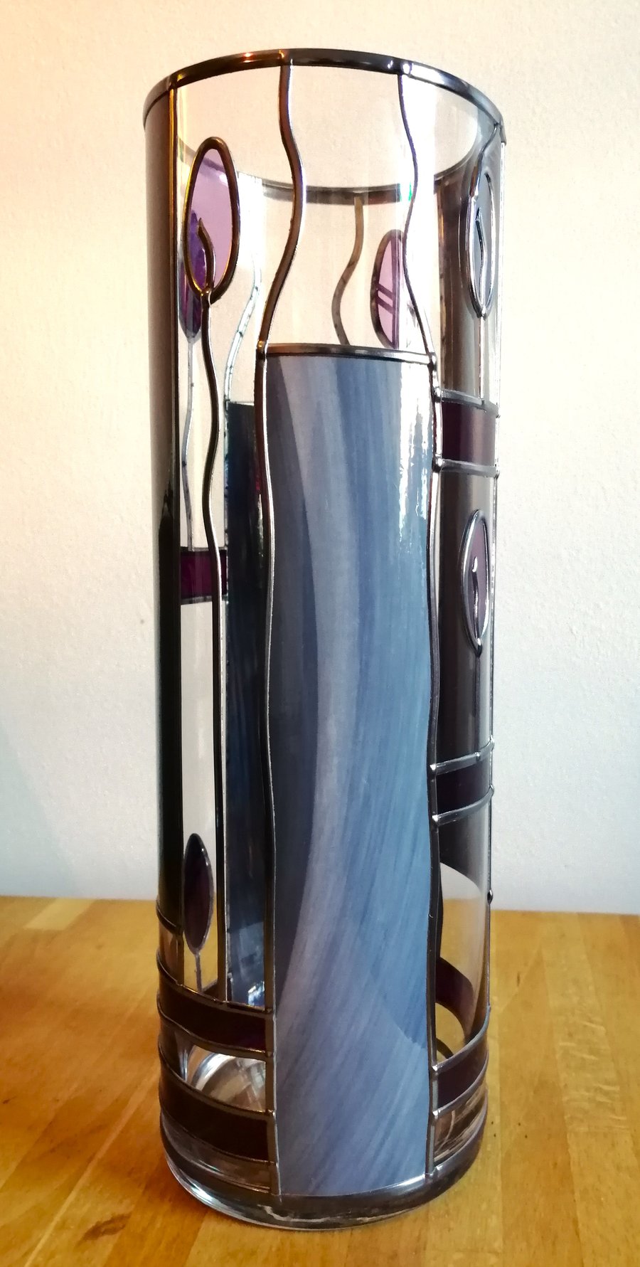 Violaceous is a Large Art Deco Stained Glass Effect Flower Vase