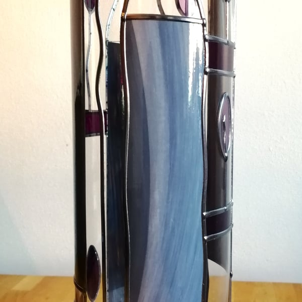 Violaceous is a Large Art Deco Stained Glass Effect Flower Vase