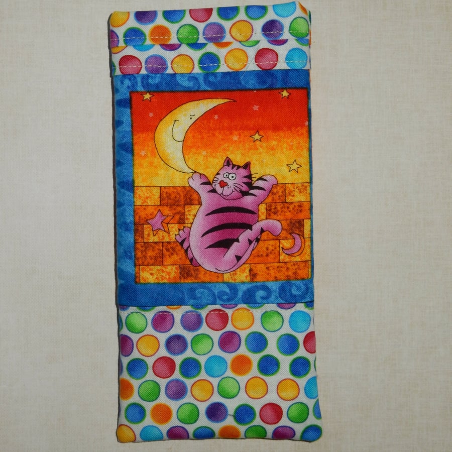 Glasses case - Bright funky cats orange - slip in