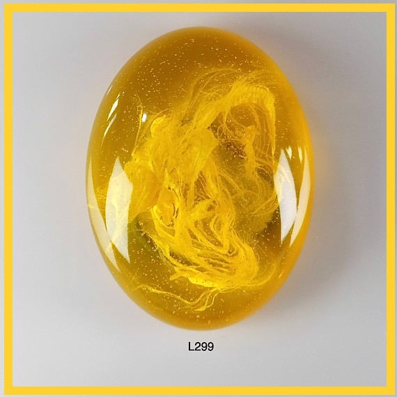 Large Yellow Cabochon, hand made, Unique, Resin Jewelry - L299