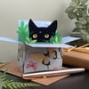 Black Cat Card. Cat in a box card. Personalised 3D Gift card holder.