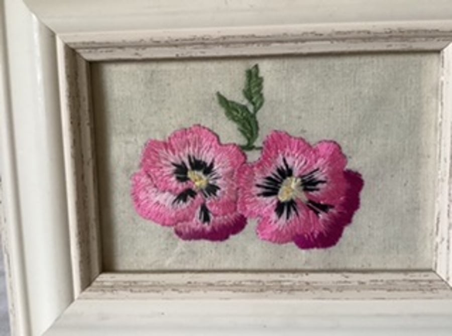Embroidered pansies