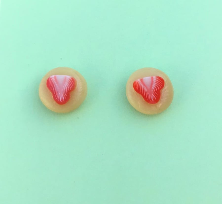 Strawberries and cream stud earrings