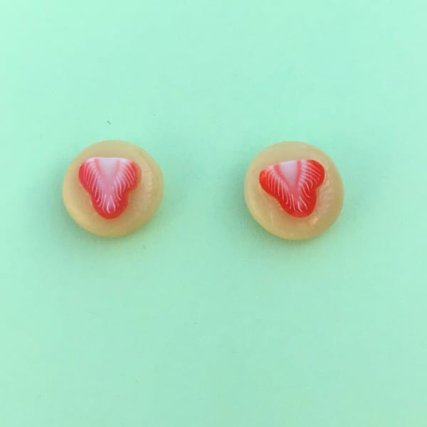 Strawberries and cream stud earrings