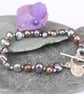 Hand knotted pearl bracelet with toggle clasp, Pearl wedding toggle bracelet - Image 5