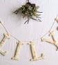 Personalised Floral Name Garland - Fabric Dove Nursery Decor - Muslin Baby Gift