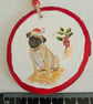Christmas decoration pug dog wood slice hanging decoration - Image 4