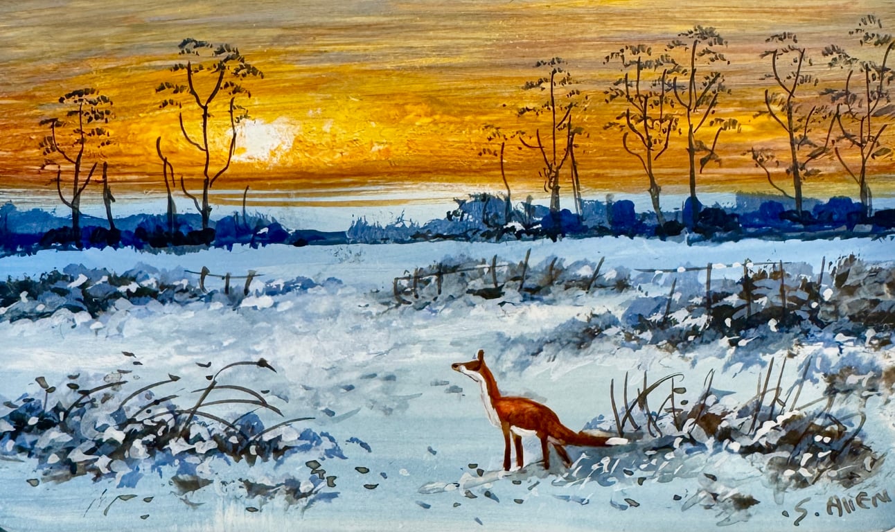 Original Aceo Painting ‘ Winter Scene  ‘ by Stephen Allen 