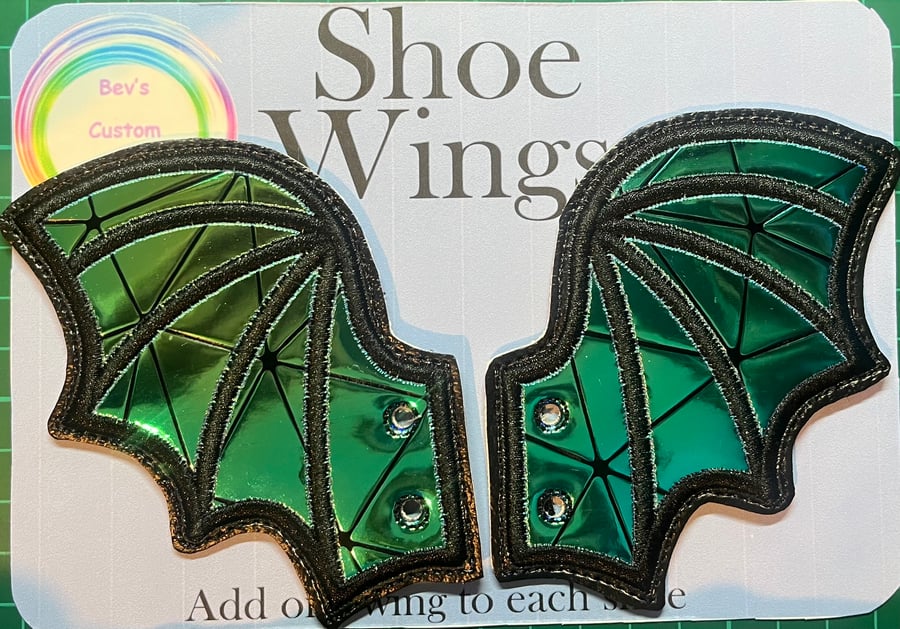 Bat Wings, shine Embroidered shoe,boot wings